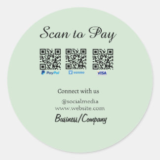 paypal venmo visa card scan to pay QR social media Runder Aufkleber