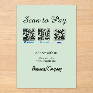 PayPal Venmo Visa Karte Scannen zum Bezahlen QR So Acryleinladungen