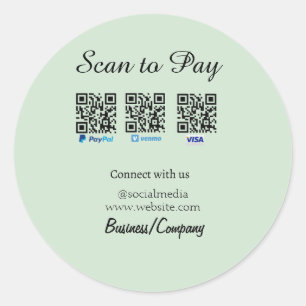 PayPal Venmo Visa Karte Scannen zum Bezahlen QR So Runder Aufkleber