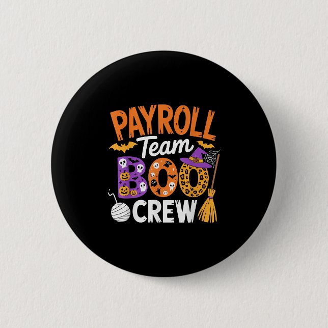 Payroll Team Boo Crew Halloween Matching Soky Outf Button (Vorderseite)