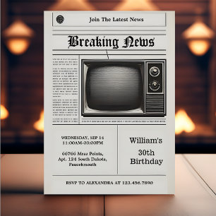 Pays Old Retro Männer Erwachsene Zeitung 30. Gebur Einladung