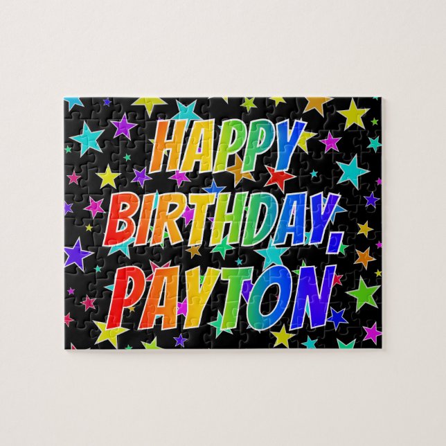 "PAYTON" Vorname, Spaß "GLÜCKLICHER GEBURTSTAG" Puzzle (Horizontal)