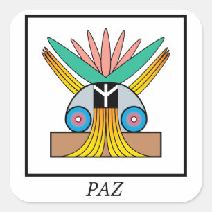 Paz (Friede) Symbol. Plejaren-Symbol für Frieden Quadratischer Aufkleber