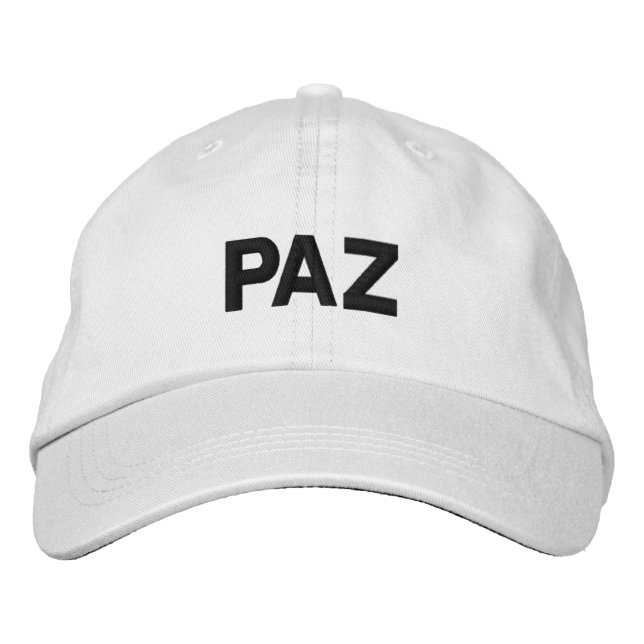 Paz Frieden in Spanisch Schwarz Brauch modern Bestickte Baseballkappe (Vorderseite)