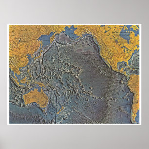 " Pazifik: 1969/heute - Meeresboden Karte Poster