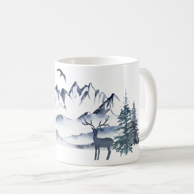 Pazifik Nordwest Rocky Mountains und Deer Kaffeetasse (VorderseiteRechts)