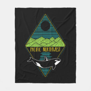 Pazifik Nordwestorca Whale Tree Mountain Ocean P Fleecedecke