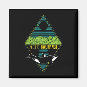 Pazifik Nordwestorca Whale Tree Mountain Ocean P Magnet