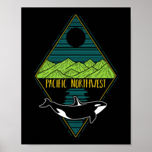 Pazifik Nordwestorca Whale Tree Mountain Ocean P Poster