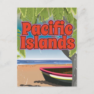 Pazifikinseln Vintage Urlaubskunst Postkarte