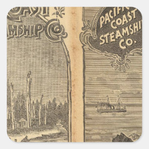 Pazifikküste-Dampfer-Firma 2 Quadratischer Aufkleber
