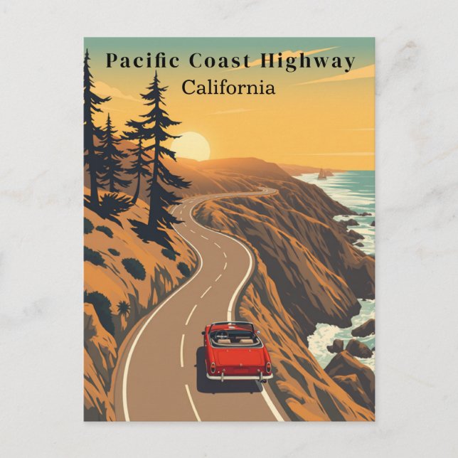 Pazifikküste Highway California Retro Coasta Postkarte (Vorderseite)