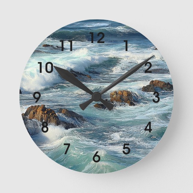 Pazifikwellen Runde Wanduhr (Vorderseite)