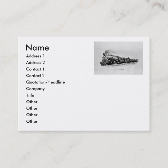 Pazifische Art Lokomotive der Eisenbahn in des Visitenkarte (Vorderseite)