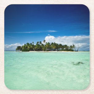 Pazifische Insel mit Palme-Untersetzer Rechteckiger Pappuntersetzer