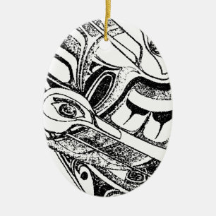 Pazifische Nanowatt-Küsten-gebürtiger Totem-Rabe Keramikornament