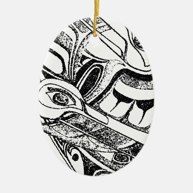 Pazifische Nanowatt-Küsten-gebürtiger Totem-Rabe Keramikornament (Vorne)