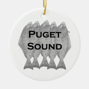 Pazifischer Heilbutt Puget Sounds Keramikornament