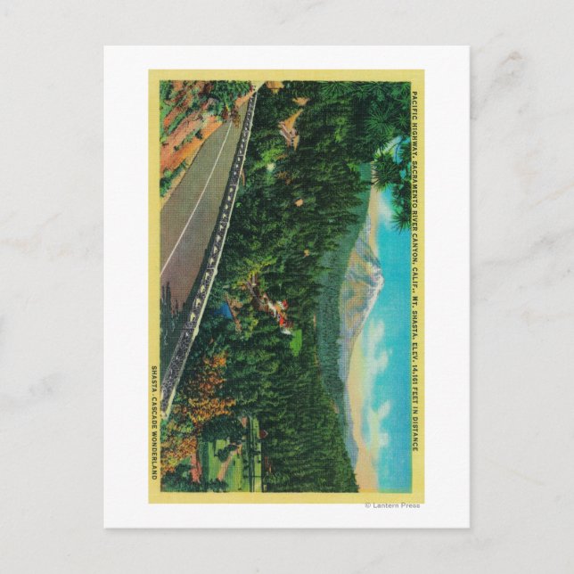Pazifischer Highway mit M. Shasta in Entfernung Postkarte (Vorderseite)