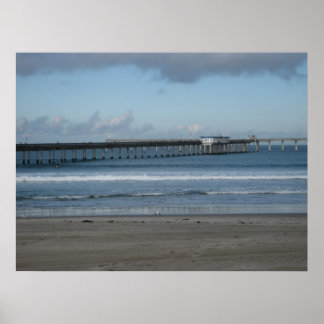 Pazifischer Ozean und Ocean Beach Pier. Poster