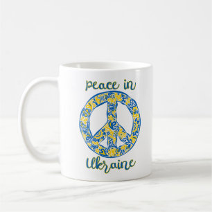Pazifisches Friedenszeichen in ukrainischen Flagge Kaffeetasse