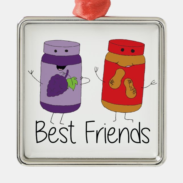PB und J Best Friends Pb und J BESTE FREUNDIN Zeic Silbernes Ornament (Vorne)