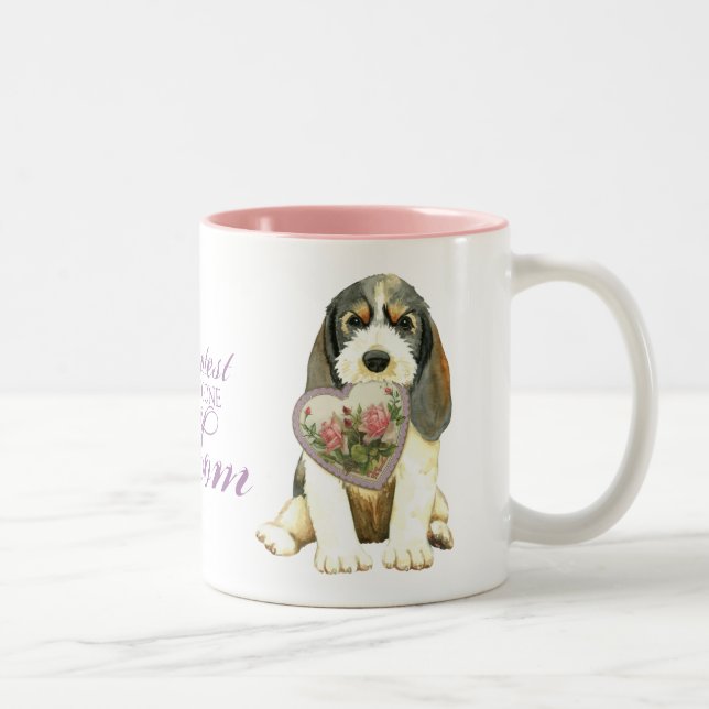 PBGV Herz-Mama Zweifarbige Tasse (Rechts)
