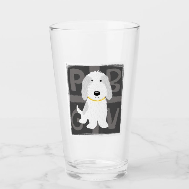 PBGV Petit Basset Griffon Vendeen Cartoon Dog Glas (Vorderseite)