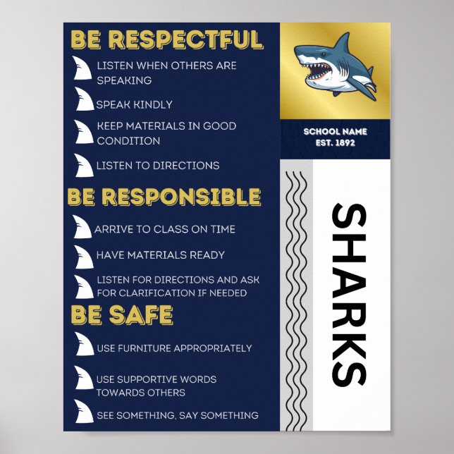 PBIS Poster Design - SHARK Mascott (Vorne)