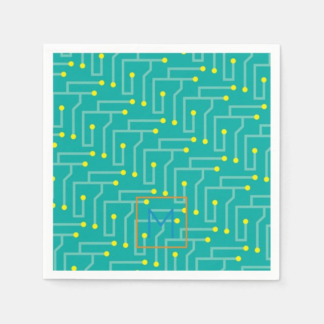 PC Circuit Board INITIAL Moderne Farben Serviette (Vorderseite)