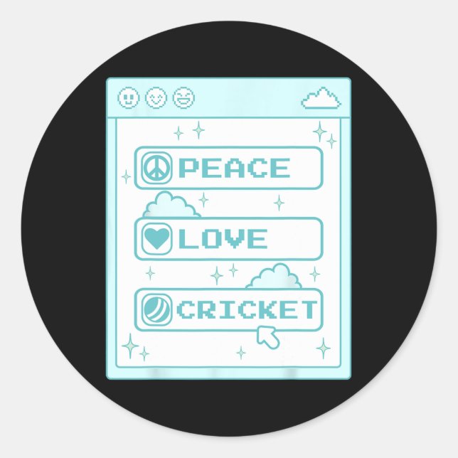 Pc Computer Freak Nerd Frieden Liebe Cricket Liebh Runder Aufkleber (Vorderseite)