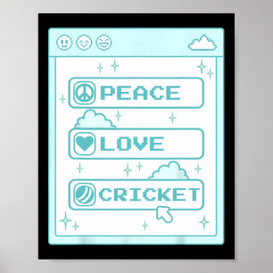 PC-Computer-Geek-Nerd-Frieden-Liebe-Cricket-Liebha Poster