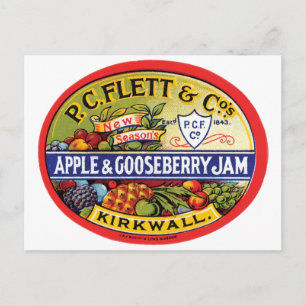 PC Flett & Co. Apfel- und Stachelbeerkonfitüre Postkarte