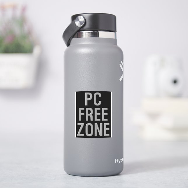 PC Free Zone schwarzer Konturaufkleber Aufkleber (HydroFlask)