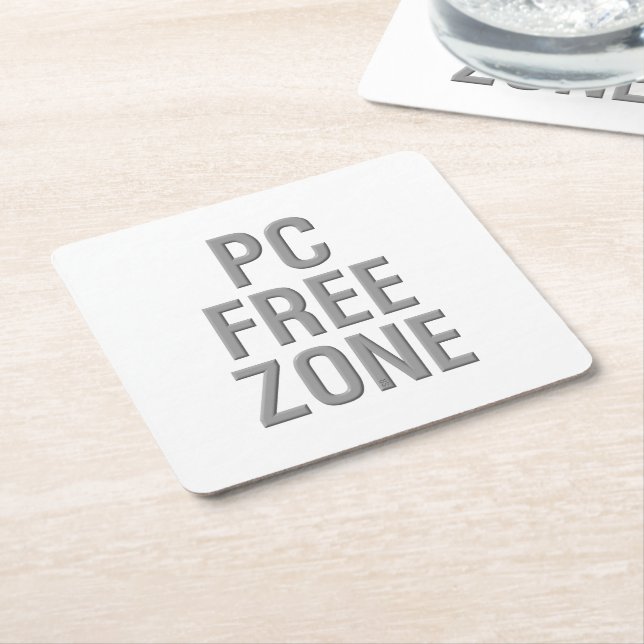 PC Free Zone Whitepaper-Untersetzer Rechteckiger Pappuntersetzer (angewinkelt)