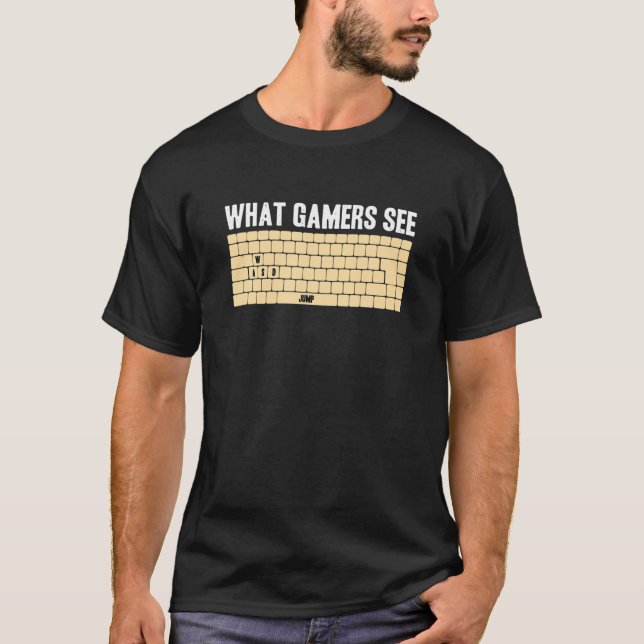PC Gamer WASD Meme Was Gamer sehen Funny Video Gam T-Shirt (Vorderseite)