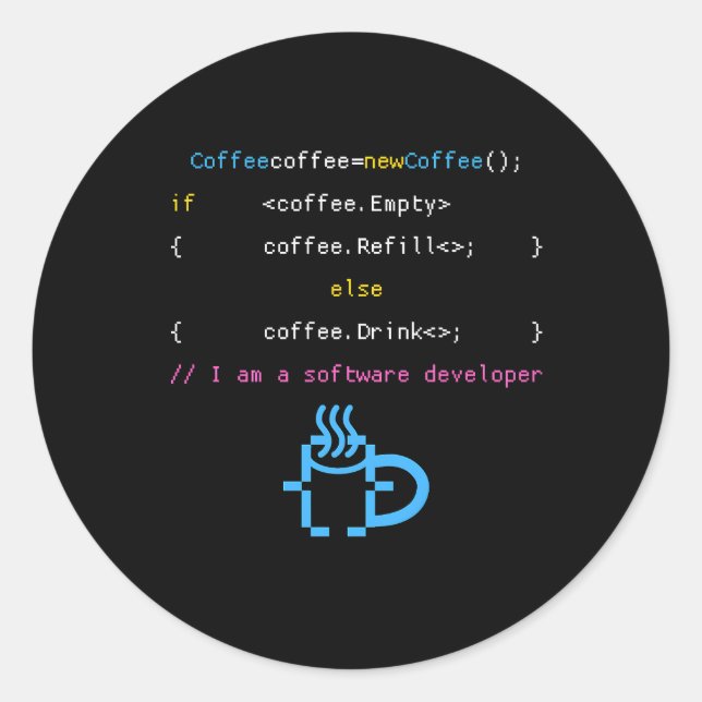PC Programmcode Wifi Programm Kaffee Internet C Runder Aufkleber (Vorderseite)