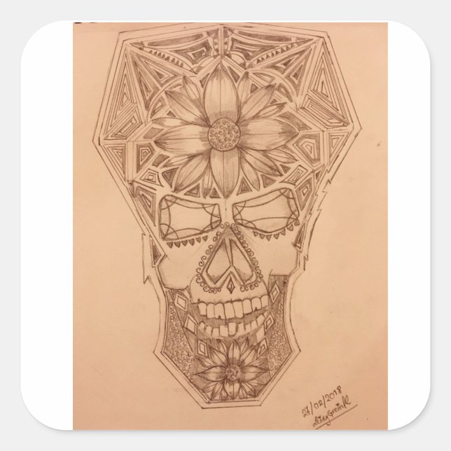 PC-SKuLL Quadratischer Aufkleber (Vorderseite)