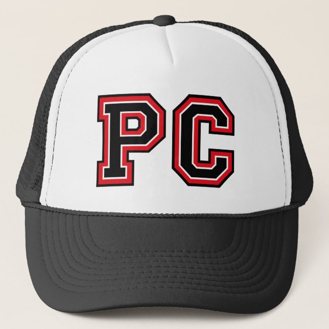 "PC" Trucker-Mütze mit Monogramm Truckerkappe (Vorderseite)