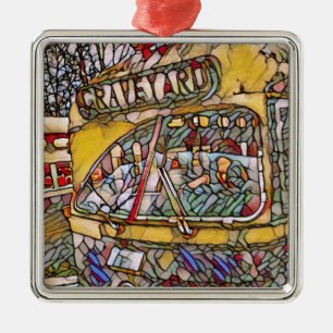 PCC Graveyard Stain Glass Square Keramik Ornament Aus Metall