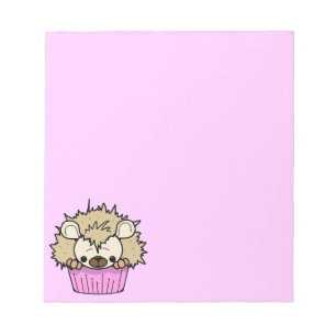 PCH SÜßER ZEICHENTRICK-IGEL-CUPCAKE ROSA GLÜCKLICH NOTIZBLOCK