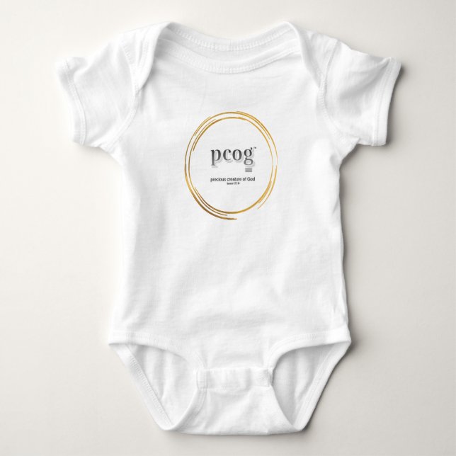 pcog baby bodysuit WHISPY GOLD CIR words+scripture Baby Strampler (Vorderseite)