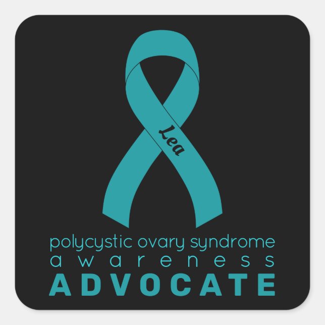 PCOS Advocate Black Square Sticker (Vorderseite)