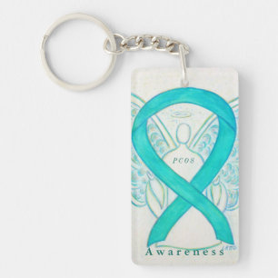 PCOS Angel Aquamarin Awareness Ribbon Schlüsselanh Schlüsselanhänger