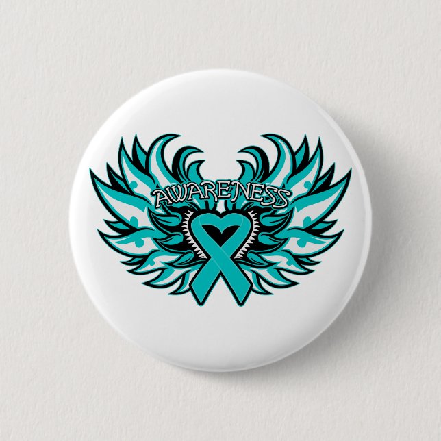 PCOS Awareness Heart Wings.pnng Button (Vorderseite)
