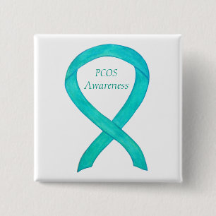 PCOS Awareness Ribbon Custom Art Button
