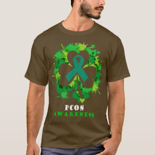 PCOS Awareness Ribbon Kleeblatt St. Patricks Day T-Shirt