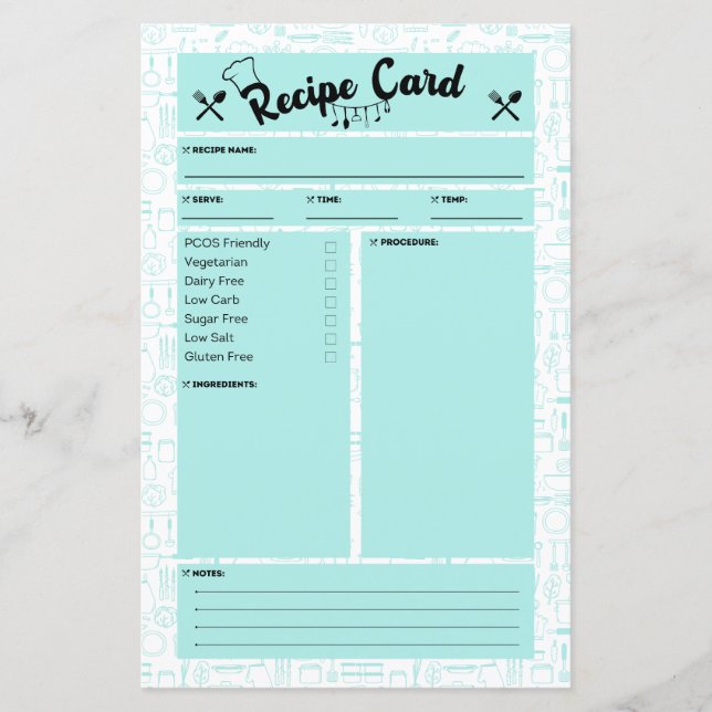 PCOS Friendly Recipe Card (Vorderseite)