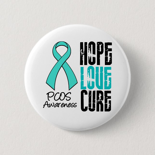 PCOS Hope Liebe Cure Ribbon Button (Vorderseite)