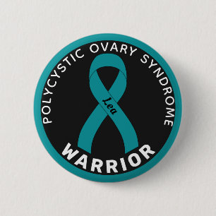 PCOS Warrior Ribbon Black Button
